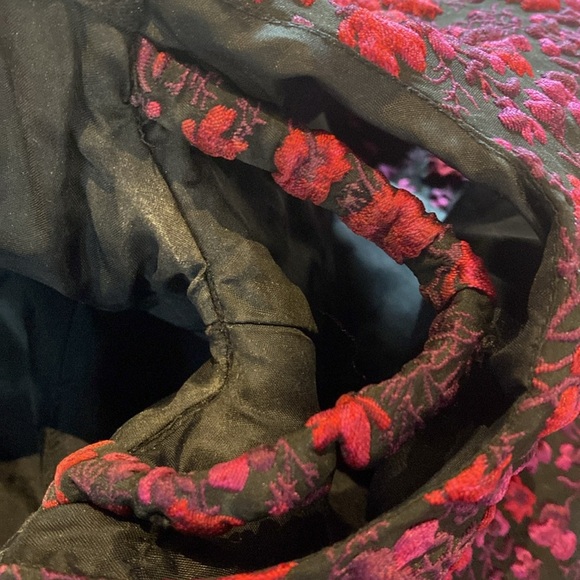 Jill Stuart Floral Off The Shoulder Dress Black Rasperberry Mauve 1055175 Size 0 - Picture 13 of 17